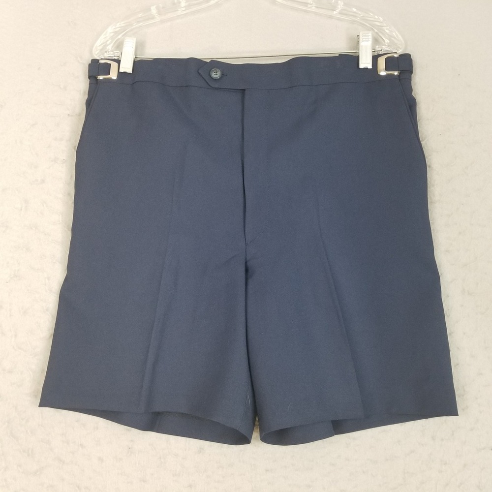 Higgins Slacks Shorts Men 34 Blue Polyester JOR-1238 Adjustable Waist Flat Front